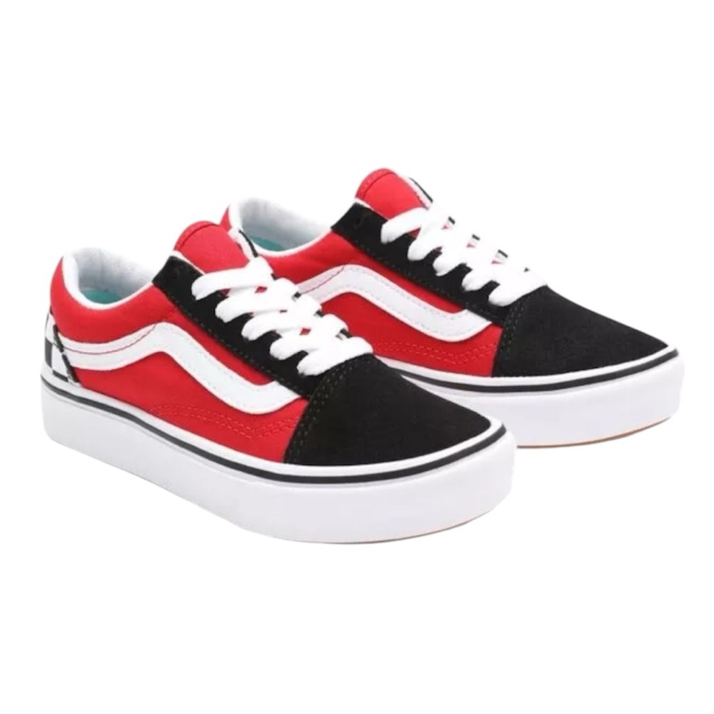 Vans Old Skool Comfycush Checkerboard Youth Kids Skate Canvas Sneakers NEW